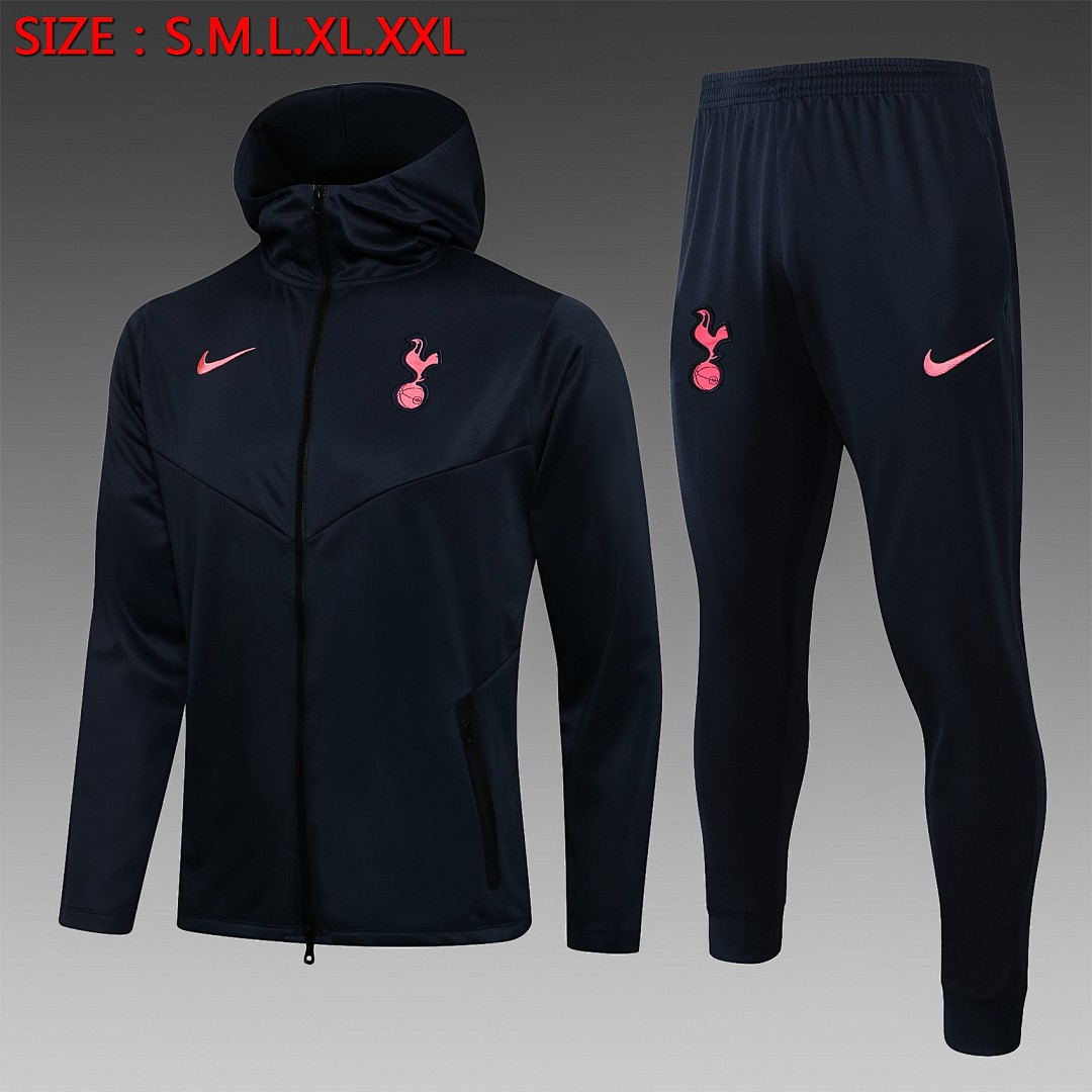 Tottenham Hotspur Blue Long Zipper Jacket with Hood