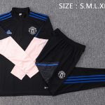 Man Utd Black White Sleeve Half-Zip Jacket