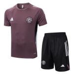 Manchester United Grey Purple Short Sleeve Training Suit - 图片 8