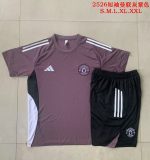 Manchester United Grey Purple Short Sleeve Training Suit - 图片 9