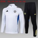 Manchester United White Kids' Half-Zip Jacket