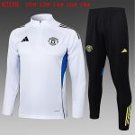 Manchester United White Kids' Half-Zip Jacket - 图片 2