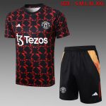 Manchester United 24-25 Black Red Splatter Short Sleeve Training Set