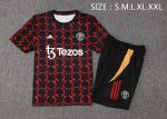 Manchester United 24-25 Black Red Splatter Short Sleeve Training Set - 图片 2