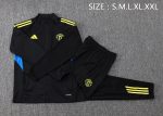 Manchester United Black Long Zip Jacket with Green Logo - 图片 2