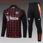 Manchester United 24/25 Half-Zip Jacket Black Red Splatter Kids