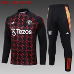 Manchester United 24/25 Half-Zip Jacket Black Red Spray