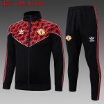 Manchester United 25/26 Long Zipper Jacket Black with Red Spray