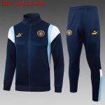 Manchester City 23-24 Long Zip Jacket in Royal Blue with Gold Logo