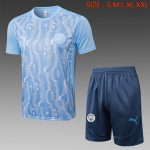 Manchester City 24-25 Light Blue Splatter Short Sleeve Training Shirt