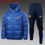 Manchester City 23-24 Colorful Blue Cotton Jacket (Gold Logo)