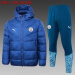 Manchester City 23-24 Colorful Blue Cotton Jacket (White Logo)