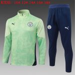 Manchester City Kids Light Green Spray Print Half-Zip Jacket - 图片 2