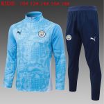 Manchester City Kids' Half-Zip Jacket Light Blue Spray Print