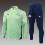 Manchester City Light Green Spray Print Half-Zip Jacket