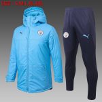 2021 Manchester City Light Blue Cotton Jacket - 图片 2