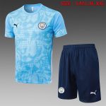 Manchester City Light Blue Splatter Short Sleeve Training Set