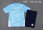 Manchester City Light Blue Splatter Short Sleeve Training Set - 图片 2