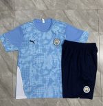 Manchester City Light Blue Splatter Short Sleeve Training Set - 图片 9