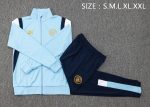 Manchester City 23-24 Light Blue Long Zipper Jacket (Gold Logo) - 图片 2