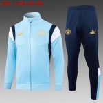 Manchester City 23-24 Light Blue Long Zipper Jacket (Gold Logo) - 图片 8