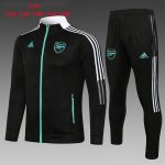 Arsenal 21-22 Black (Green Zipper) Kids Long Zip Jacket