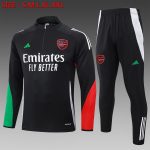 Arsenal 24/25 Half-Zip Jacket Black with Red and Green Sleeve Details