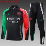 Arsenal 24-25 Half-Zip Jacket Black with Red and Green Shoulder