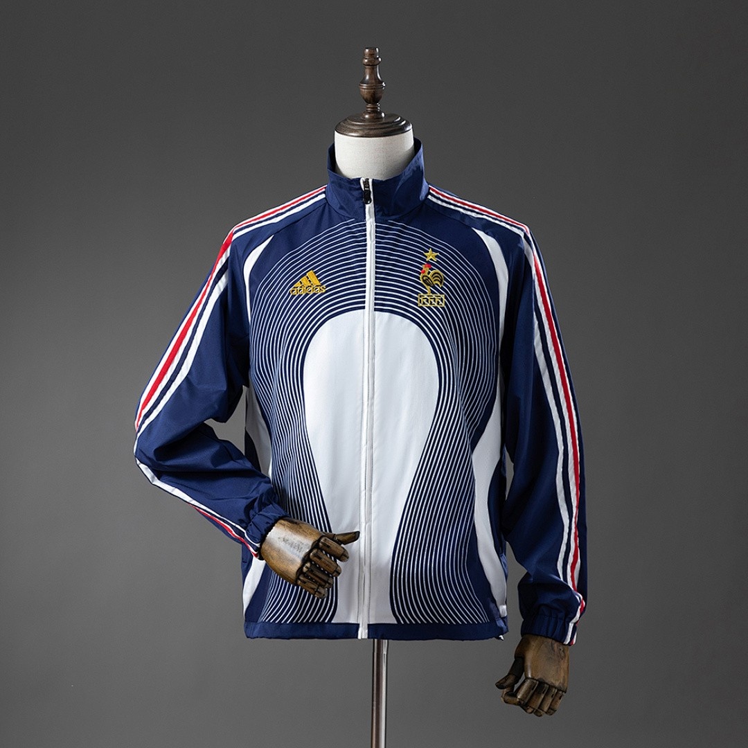 JER-7559_1 France 2005-2006 Retro Windbreaker - White & Blue - 图片 1